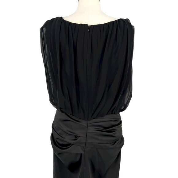 Saks Fifth Avenue Black Silk Blend Ruched Sleeveless Party Dress Size 12 - Picture 8 of 13